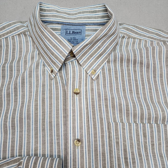 LL Bean Men's Button Down Shirt Blue Striped Sz Extra Large Tall XL-T - Picture 4 of 5